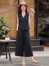 新款夏季阔腿裤套装，女装套装/套裙，曼琳思菲