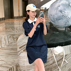 朗W专柜正品2024夏装新款polo领连衣裙设计感小众休闲T恤裙2569，女装连衣裙，帛香坊