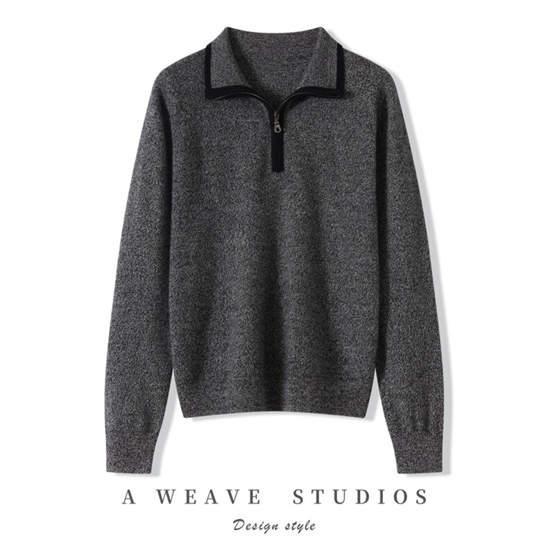 2025秋冬新款女羊绒衫100纯羊绒翻领半拉链羊绒套衫羊绒卫衣上衣，女装羊绒衫，昭美纯山羊绒