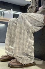 秋季灯芯绒格子舒适长裤港风大码直筒休闲裤男K24048-特P33控65，男装休闲裤，电商A001