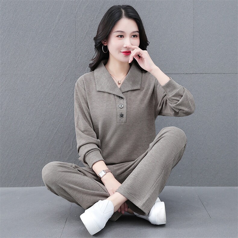 高品质休闲套装女2025春秋新款百搭时尚减龄妈妈卫衣两件套长袖，女装套装/套裙，燕颉服饰