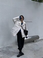 翻领廓形羽绒服 Size：SM，女装羽绒服，里奈(1F)