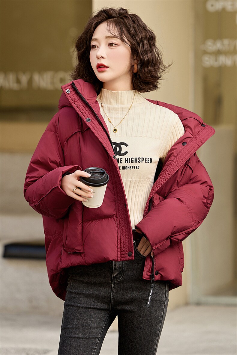 新年款现货白鸭绒短款羽绒服女冬季2024年新款高级感时尚小个子,女装羽绒服,韩然一族