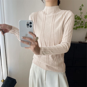高级2025秋冬季新款半高领打底衫女修身内搭毛衣闪亮发光针织衫图片