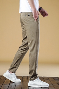 夏季薄款男士冰丝裤休闲裤男裤纯色百搭弹力透气直筒裤舒适商务裤图片