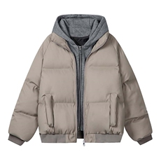 现货高品质重磅工艺美式高街假两件PU皮棉衣男女加厚棉服外套，男装棉衣，电商A486