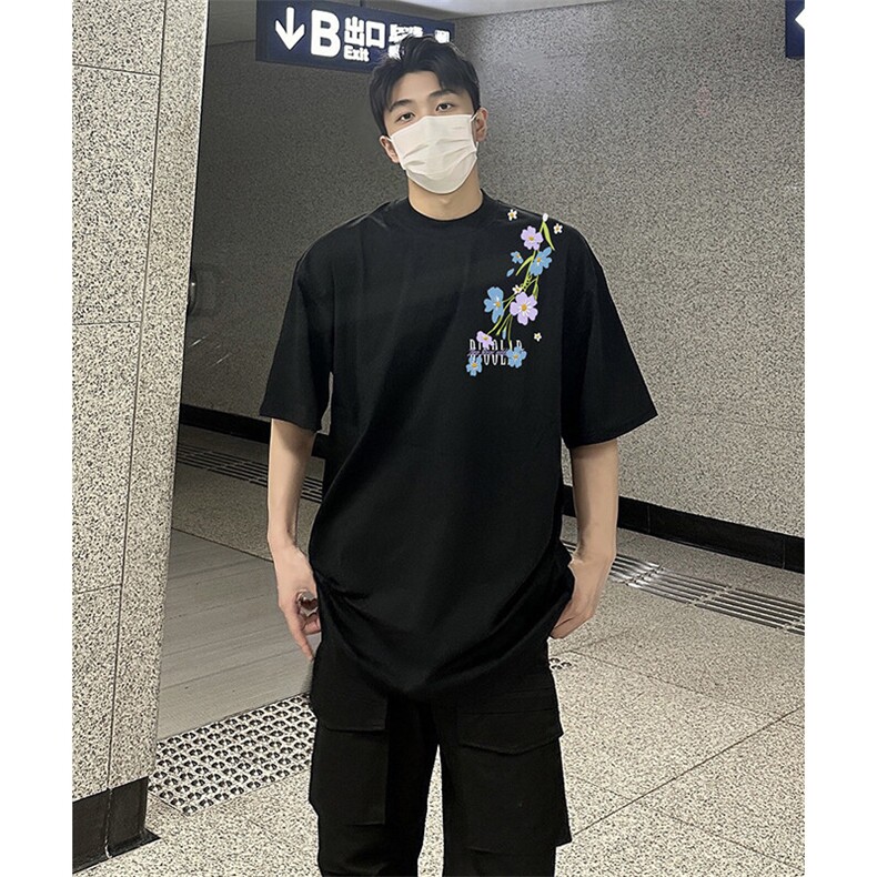 万针全刺绣解构设计260克重磅双纱纯棉高品质美式高街短袖T恤特39,男装T恤,电商A486-1