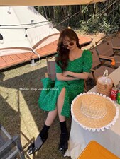 现货重工碎花连衣裙，女装连衣裙，F/TU