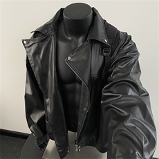 欧美街头宽松机车服皮衣男高级感飞行员PU皮夹克外套JK112-P60，男装皮衣，星座308B-2
