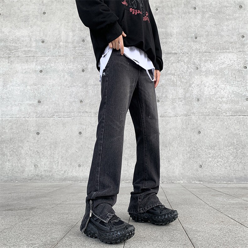 牛仔裤男2024春季潮牌高街vibe做旧水洗直筒裤宽松直筒微喇裤,男装牛仔裤,星座410-6（原星座1304-1）