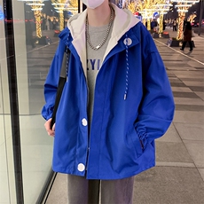 港风假两件连帽外套情侣款春秋季男女夹克男装JH-JK7606-P40，男装夹克，星座717