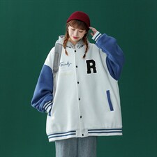 中性风2023秋季新款拼色港风潮牌印花棒球服夹克外套G94p65控78，男装夹克，A247A