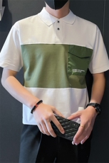 夏社会小伙高级感拼接撞色POLO衫短袖T恤A210-A212-P58控78，男装T恤，星座210-3