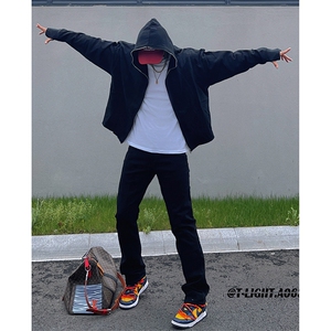 美式ins高街hiphop新款弹力修身直筒休闲裤货号K675P65图片