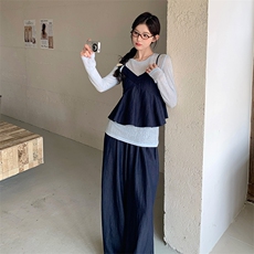 现货3件套气质t恤吊带阔腿裤超火三件套2C275-5518-P165-K268，女装套装/套裙，2C275