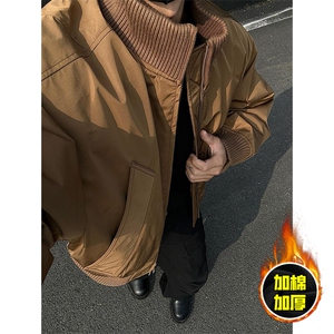 现货冬季美拉德立领飞行夹克廓形高街棒球服加棉加厚棉衣外套图片