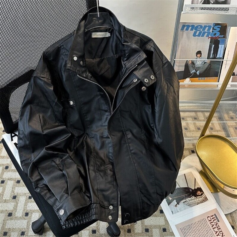 外套男潮春秋潮美式街头机车风宽松飞行员皮夹克8536P68,男装夹克,星座410-2