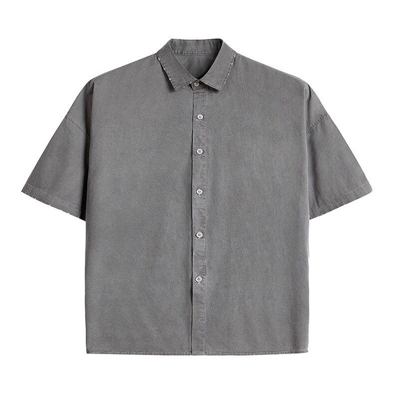美式工装衬衫短袖夏季宽松纯棉脏染衬衣男A436-0601E-P4068,男装衬衫,电商A436