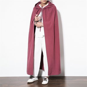 秋季大氅男装披风汉服古装长衫连帽风衣棉麻外套6020-1/8805/图片
