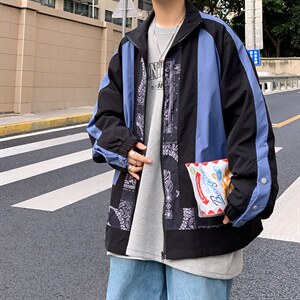 拼接外套新款韩版学生百搭潮流帅气春秋腰果夹克HY060-P70 控价89图片