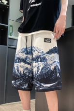 五分裤男2025夏季新款短裤沙滩裤印花雪山休闲裤衩中裤K1080-P26，男装牛仔裤，星座207