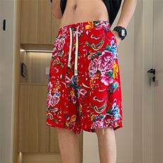 DK2008男女休闲宽松五分裤短裤东北大花透气冰丝感凉爽沙滩裤潮，男装牛仔裤，星座115A(原星座507）