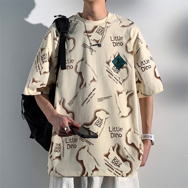 2024新款短袖男士大码t恤夏季大码胖子宽松印花上衣服潮流体恤图片