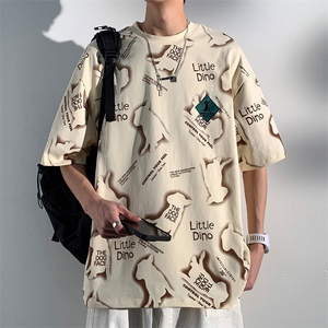 2024新款短袖男士大码t恤夏季大码胖子宽松印花上衣服潮流体恤图片