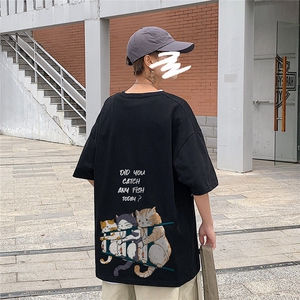 1港风印花情侣日系风潮大码M-5XL短袖T恤男DT7789P28控45图片