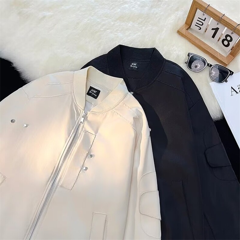 美式潮牌机车服夹克男女秋冬情侣款宽松高级感百搭休闲棒球服外套,男装夹克,星座410-7