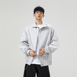 美式罗纹拼接袖子褶皱大码M-5XL教练夹克男JK78056P69控105图片