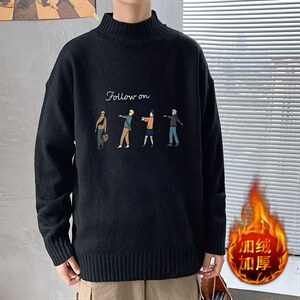 M18043-P45 加绒款-P65半高领毛衣男士大码针织衫男毛线衣男图片