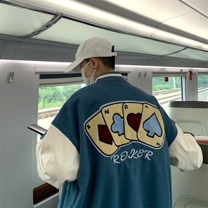 现货  新款毛呢2022刺绣春款棒球服男港风上衣ins夹克  W2357-P58图片