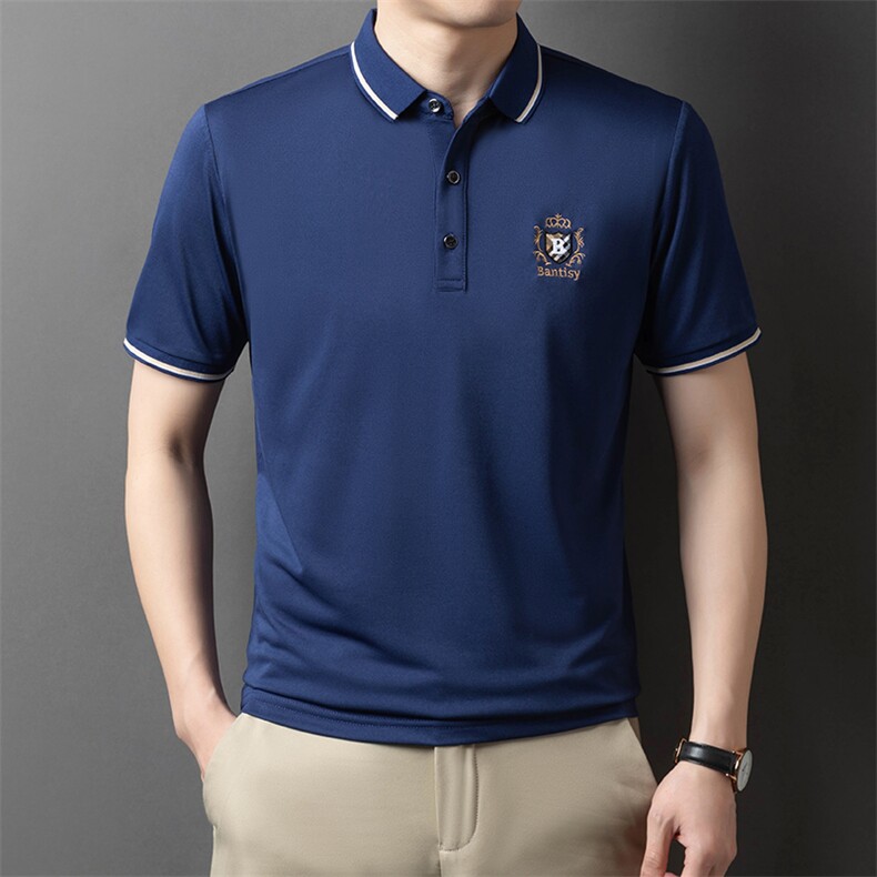 短袖T恤男翻领刺绣Polo衫上衣夏季中年男士休闲商务半袖体恤衫,男装T恤,电商B212（原钱塘6029）