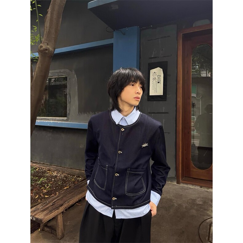 网图假两件设计衬衫领高智感垫肩外套男夹克春季JK016P138，男装夹克，星座512-1（原513-3）