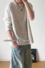 WY10156-特批40控78新款圆领简约套头宽松大码卫衣糯米衣服男，男装卫衣，电商A059