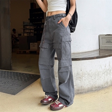 美式重磅大口袋宽松直筒休闲情侣工装裤A436-6229D-P85128，男装休闲裤，电商A436