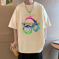 T782大码宽松纯棉运动圆领体恤衫oversize短袖T恤男重磅T，男装T恤，星座304A-1