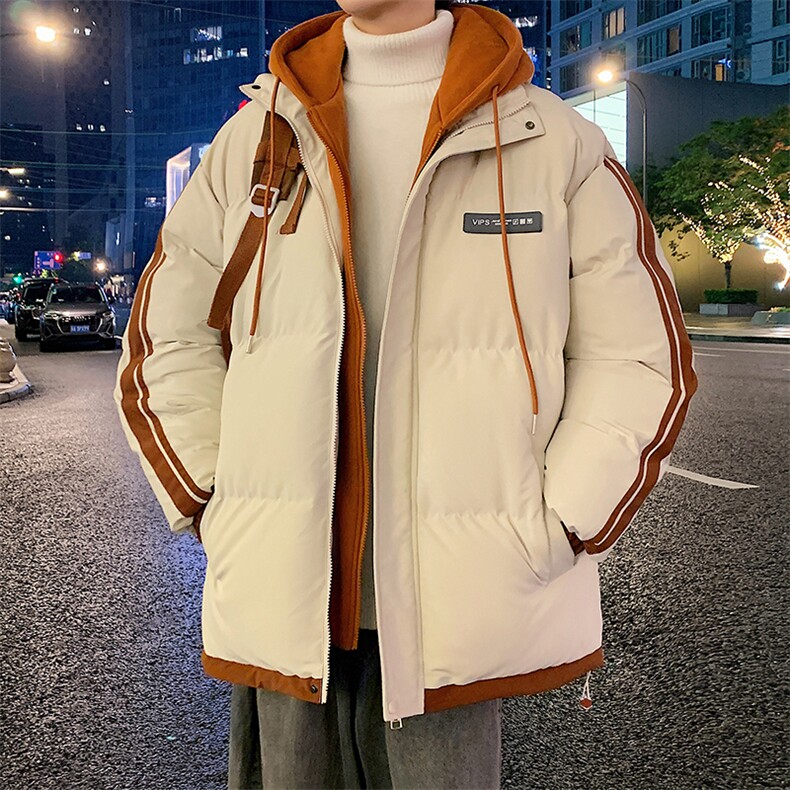 港风夜景潮牌新款织带连帽棉服潮流保暖棉衣M082-P100控139图片