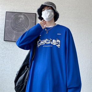 C006 P28秋季港风潮流宽松长袖t恤打底衫男图片