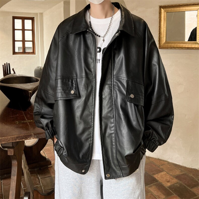 ！2025冬季新款男士皮衣潮牌情侣皮夹克外套JK195P100控158,男装皮衣,电商B220
