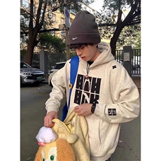 网图有货刺绣字母连帽华棉宽松卫衣男女A835-常规P49加绒P54，男装卫衣，星座1505