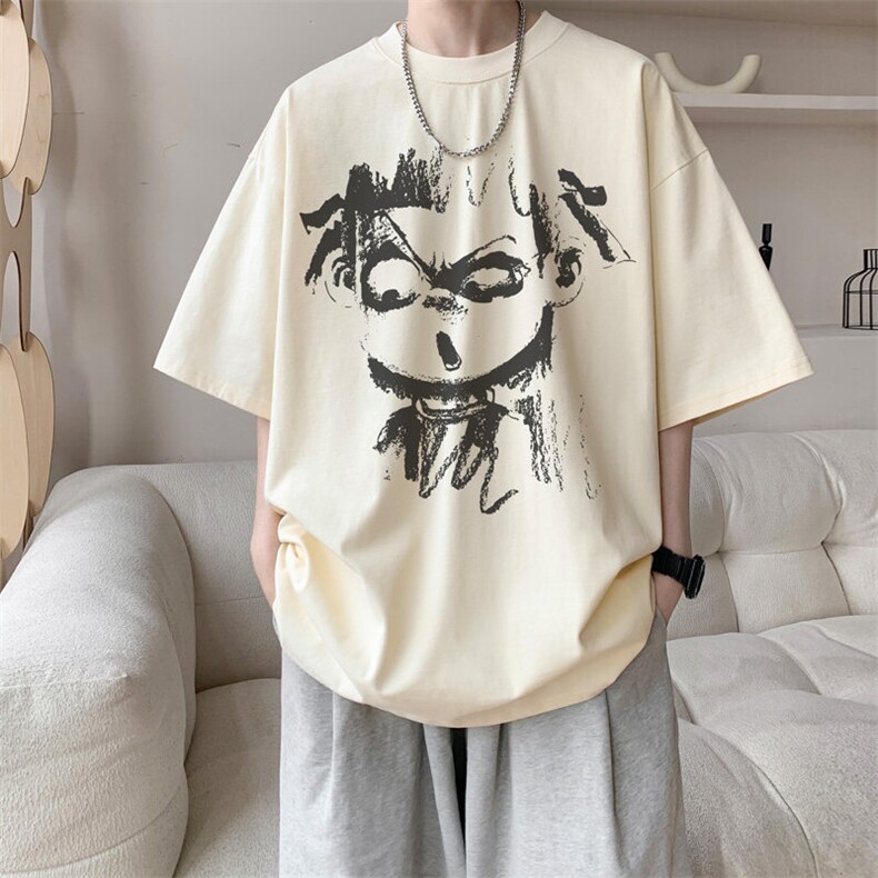 夏季新款潮哪吒闹海印花短袖T恤男潮宽松百搭半袖体恤D095/P25,男装T恤,电商B209
