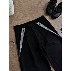 美式复古双褶垂感阔腿休闲西裤男女cleanfit宽松拖地裤LB0588-P55，男装西裤，星座1008