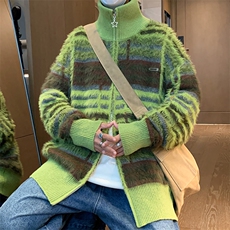 条纹毛衣日系慵懒复古男士针织衫秋冬季新款外套高级感线衣服，男装针织衫/毛衣，星座716-2