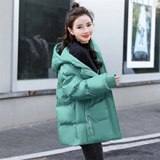 时尚显瘦短款棉服女2024新款宽松拉链纯色长袖外套，女装棉衣/棉服，深妍伊美