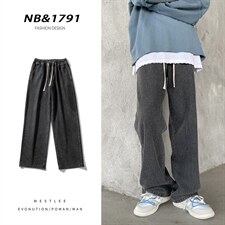 主推！宽松直筒拖地系绳牛仔裤长裤B377-K01-P38-限58图片