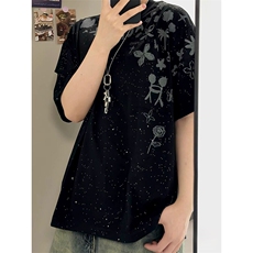 万针全刺绣工艺抖音得物高品质260克重磅纯棉双纱美式高街短袖T恤，男装T恤，电商A486
