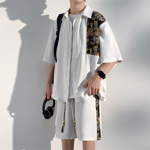 1小熊短袖衬衫男+短裤大码M-5XL套装92%聚酯纤维8%氨纶TZ77059P70图片