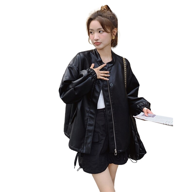 【首-发新品】现货皮衣女2023秋宽松显瘦ZB212-2381-P140-K190,女装皮衣,浙宝285（原212）
